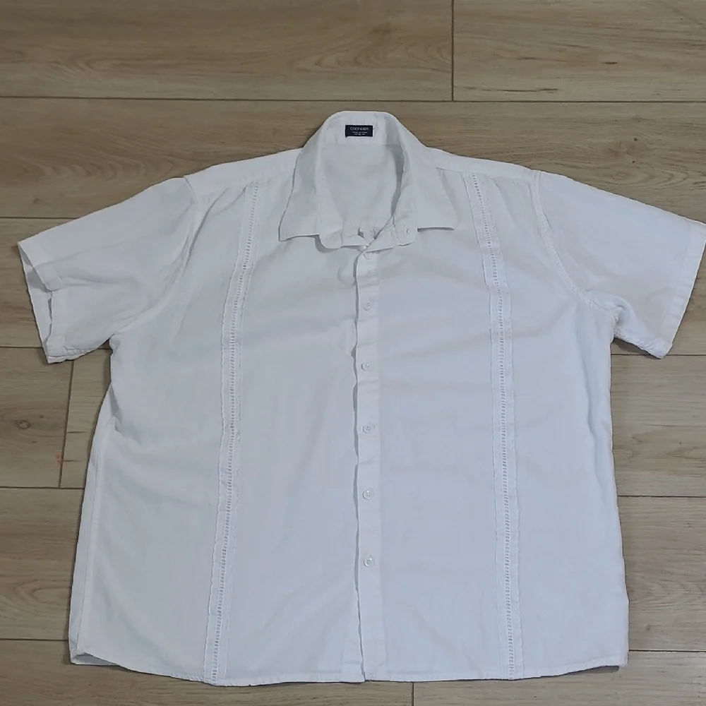 Coofandy Men's White Short Sleeve Shirt Linen Blend Size Xl - Picture 1 of 5
